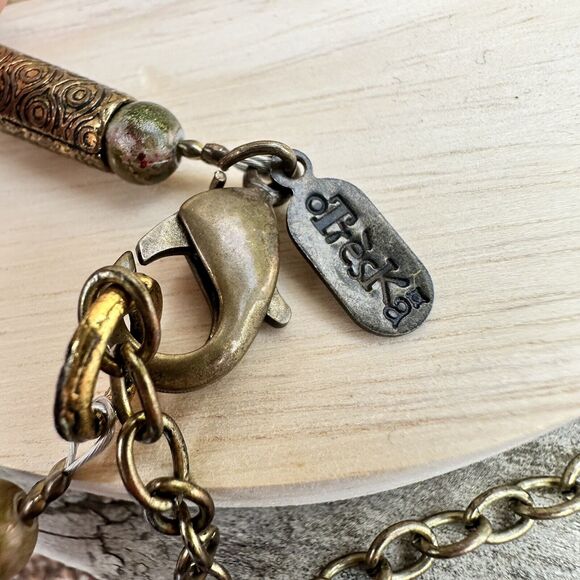 Vintage TRESKA Necklace Gold Tone Orange Amber Boho Multi-strand Charm Beaded - Picture 6 of 6